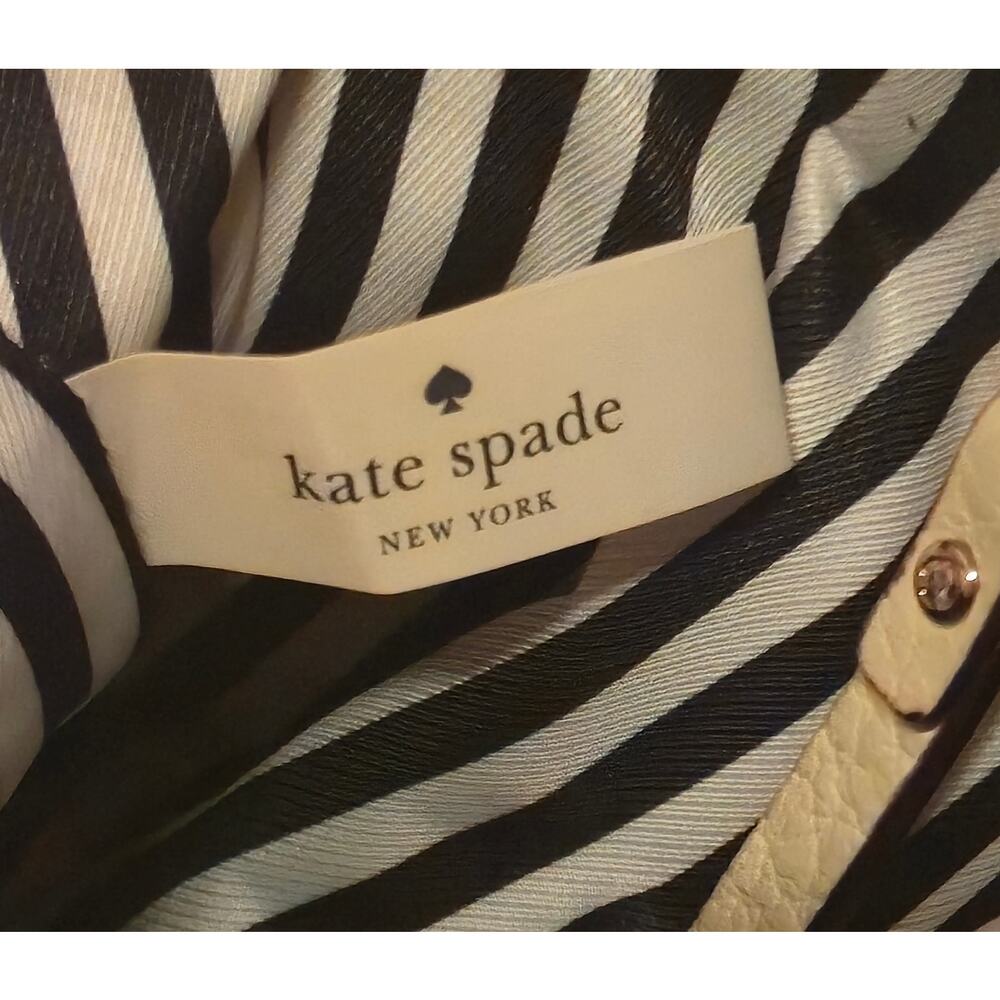 Kate Spade Southport Ave Alessa Satchel/Cross Body Beige Black Pebbled Leather - Picture 9 of 15
